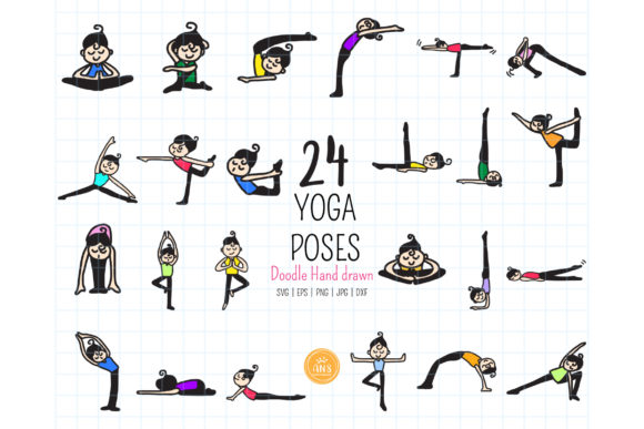 Color Woman Yoga Hand Drawn SVG, Clipart Graphics & Illustrations