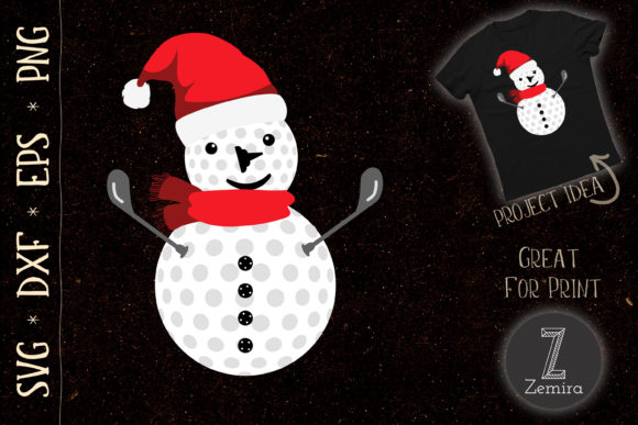 Funny Golfing Christmas SVG Snowman Ball Graphics for T-Shirt Designs
